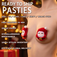 Cache-tétons en peluche Père Noël pour festival de musique de Noël, cache-seins sexy réutilisables en fourrure, autocollants adhésifs pour les fêtes et les raves