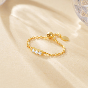 ROXI 925 Sterling <b>Silver</b> Inlaid Zircon Design Chain <b>Ring</b> for Women <b>Adjustable</b> <b>Ring</b> Jewelry - Product Image 5