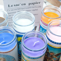 Bougie de prière religieuse BEEMAN en verre, longue durée de combustion, cire de soja, cadeau spirituel, bougie de méditation pour église, image de saint personnalisée