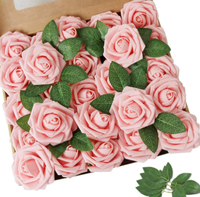 Lot de 25 roses en mousse PE pour décoration de boîte à fleurs artificielles pour mariage, Saint-Valentin et Noël