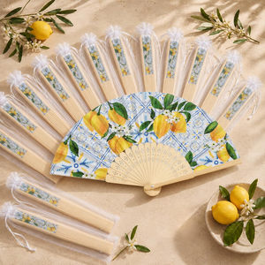 Nuevo abanico de mano de bambú con mango de bambú y tela de bambú para novias, bodas y fiestas. - Product Image 1