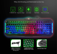 Meilleure vente 104 touches PC Led rétro-éclairage rvb LED arc-en-ciel Gamer 1 ensemble casque casque Combo filaire souris de jeu et clavier