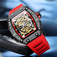 Montre mécanique de luxe Onola 3829d, montre squelette pour homme, bracelet en silicone, montre-bracelet pour homme, Relojes