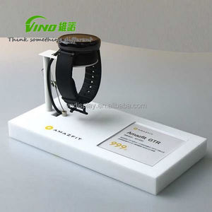 Hiện đại tối giản màu trắng Countertop Smartwatch hiển thị đứng với khe cắm thẻ thông tin, cửa hàng bán lẻ xem Showcase - Product Image 4