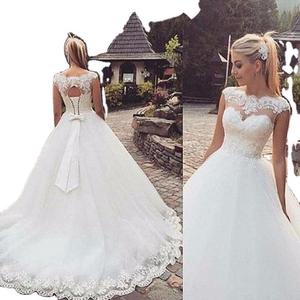 White Ball Gown Wedding Dress Sweetheart Neckline Natural Waist Cut Out Detail Polyester Fabric - Product Image 1