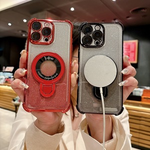 Capa para iPhone 16 com Proteção de Quatro Cantos, Resistente a Quedas, Suporte Magnético, Capa Gradiente com <span class=keywords><strong>Glitter</strong></span> 17 - Product Image 3