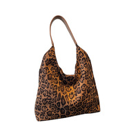 Sac fourre-tout en velours imprimé léopard - Grande capacité, léger, sac bandoulière en polyester pour l'hiver et l'usage quotidien