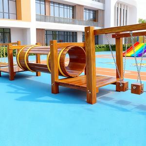 Équipement de terrain de jeu extérieur en bois personnalisé de haute qualité, série d'escalade, poutre d'équilibre pour enfants et tunnel de jeu - Product Image 3