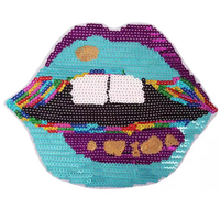 Haute qualité grande lèvre vêtements paillettes patchs Patch de broderie personnalisé pour sac à dos, veste Patch, grand Patch 23.8*18.3cm