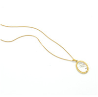 Csja — bijoux empilants pour femmes, Long collier avec pendentif ovale en pierre de forme Antique