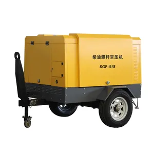 Huayan Industrial 8bar Diesel Engine Portable Screw Type Air Compressor for Mining