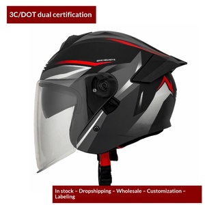 Casco de motocicleta con cara abierta, doble visera, carcasa resistente a los golpes, patrones sólidos y gráficos para adultos, para montar en scooter - Product Image 5