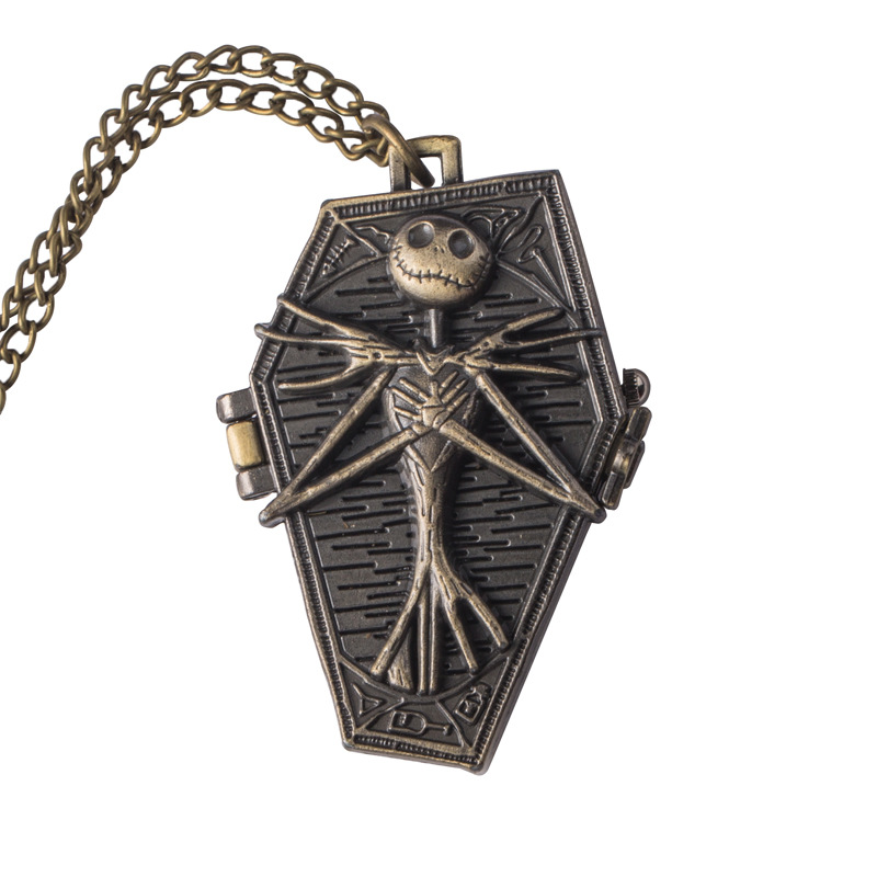 Карманные часы с мультяшным рисунком Кошмар перед Рождеством Джек зеленые старинные большие карманные часы мужские часы с ожерельем