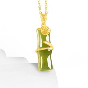 Colgante de Jade Natural de Hotan, Jade Bambú, Nefrita, Plata S925, Joyería para Mujer, Estilo Chino, Regalo con Certificado de Tasación D372 - Product Image 2