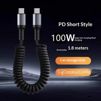 Câble de charge de voiture rétractable de 1,8 m avec connecteurs USB et Type-C, compatible CarPlay, conception 14 voies