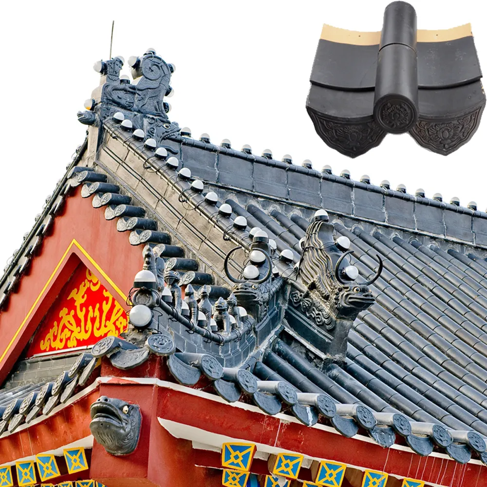 アンブレイカブル寺院パビリオンヴィラ中国風古典的な艶をかけられた屋根板黒屋根瓦住宅建材