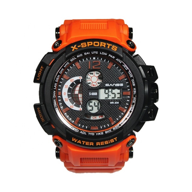 Factory Wholesale SANSE S-666B Reloj Hombre Latest Design Big Dial PU Band Digital Mens Sport Waterproof Wristwatches