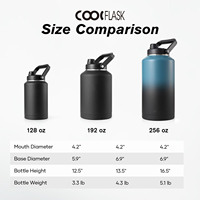 Bouteille d'eau isotherme de 2 gallons/256 oz avec couvercle à bec verseur anti-fuite et poignée, et gourde métallique à large ouverture pour le camping et le travail