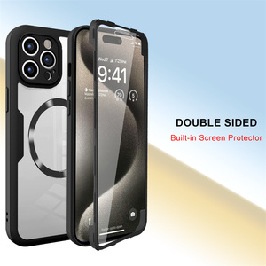 360 magnetica con copertura totale posteriore posteriore trasparente per <span class=keywords><strong>iPhone</strong></span> 17 Air 17 16 15 <span class=keywords><strong>11</strong></span> 12 13 14 <span class=keywords><strong>Pro</strong></span> <span class=keywords><strong>Pro</strong></span> Plus TPU + PC <span class=keywords><strong>Cover</strong></span> antiurto - Product Image 1