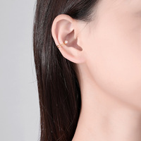 Boucles d'oreilles géométriques sans perçage pour femmes seniors, plaqué or, argent 925, perles, cadeau de fête, vente en gros, bijoux d'oreille