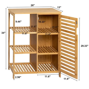 Addreen moderno Free Standing 3 strati di bambù in <span class=keywords><strong>legno</strong></span> mobile da bagno portasciugamani con <span class=keywords><strong>porta</strong></span> a persiana e Rack a 3 livelli - Product Image 3