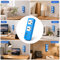 Regleta de Cobre Azul Puro 5 en 1, 2 Tomas Universales, 2 Puertos USB, 20A 220V/110V IP44, Enchufe de Extensión Industrial, Cable de 2m