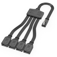 Extensor de Interfaz USB-A, Divisor Multipuerto de Uno a Cuatro, Cable Plano de Silicona Suave para Ratón, Teclado, Memoria USB y OTG para Automóvil