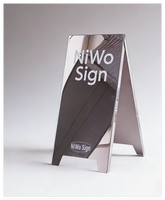 Panneau publicitaire miroir personnalisé double face sur pied pour extérieur, en métal, pour trottoir, avec cadre en A