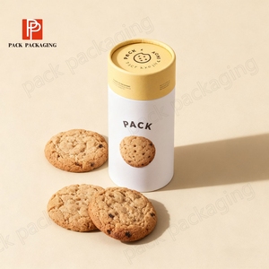 Thiết kế mới bao bì ống giấy tùy chỉnh cấp thực phẩm cho bánh quy và bánh quy có thể phân hủy sinh học với nắp kim loại để lưu trữ sô cô la - Product Image 1