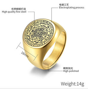 Bague <span class=keywords><strong>de</strong></span> <span class=keywords><strong>Salomon</strong></span> Clé Étoile Acier Inoxydable Or et Argent Amulette Bijoux pour Hommes Sept Sceaux Bague Archange - Product Image 3