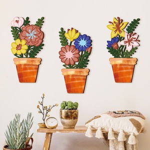 Macetero de Pared de Madera con Diseño Floral, Decoración para el Hogar, Sala de Estar, Dormitorio, Entrada, Siete Colores, Forma Irregular 8966 - Product Image 3