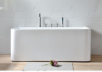 Baignoire japonaise impériale autoportante sans joint en pierre artificielle isolée à bord fin, douce pour les appartements et les foyers