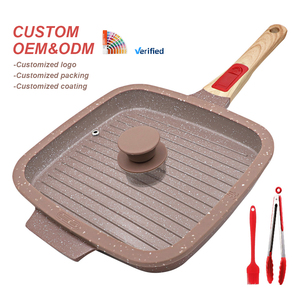 Sanlang Có Thể Tháo Rời Loạt Đúc Nhôm Không Dính Bít Tết Chảo 24Cm Gốm Nướng <span class=keywords><strong>Pan</strong></span> Với Nắp Cho Bếp Tops - Product Image 1