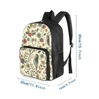 Sac à dos à fermeture éclair avec poche carrée à l'avant, imprimé oiseaux, grande capacité, pour garçons/filles, meilleur cadeau, sac d'école pour enfants avec dessin animé 2D