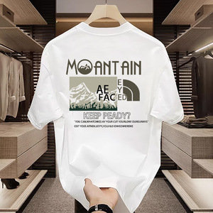 100% algodón puro sólido 180g Anti-Pilling Casual Loose Fit manga corta Camiseta de <span class=keywords><strong>hombre</strong></span> 2025 verano estilo americano - Product Image 3