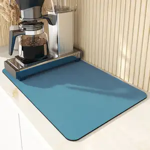 Antidérapant doux diatomée comptoir de cuisine imprimé plat tapis de séchage machine à café tapis de bar