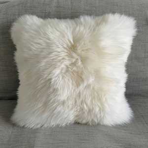 Funda de almohada de piel de oveja australiana auténtica moderna de lujo, funda de cojín de piel de oveja Real esponjosa para el <span class=keywords><strong>hogar</strong></span>, retales sólidos - Product Image 2