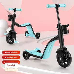 Tre In uno Scooter per bambini pieghevole per bambini e bambine triciclo bici da equilibrio <span class=keywords><strong>bicicletta</strong></span> multifunzionale per età 2-6 all'aperto - Product Image 2