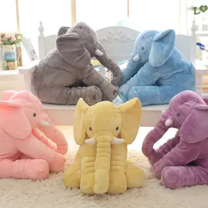 Wholesale Plush Soft Baby Pillow Elephant Toy Gifts Bedtime Funny Super Soft Plush Stuffed Elephant Decorative Pillow