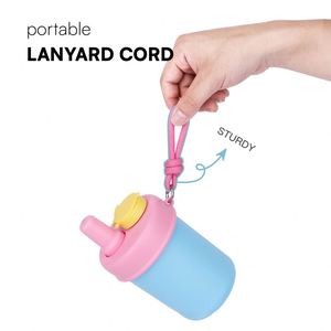 Gobelet isotherme portable en acier inoxydable de 12 oz pour enfants, isolation thermique sous vide 12-24h, avec paille, filtre, poignée et couvercle - Idéal pour le sport et les aliments - Product Image 3