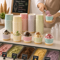 Wegwerp bioafbreekbare recyclebare ijspapieren bekertjes groothandel meerdere maten diepvriesbestendig roze snoep gelato shop gebruik