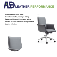 Chaise de bureau ergonomique moderne à dossier moyen en cuir PU, réglable en hauteur et pivotante, pour salon et hôtel