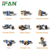 IFAN Prix d'usine Matériaux de plomberie Noms et images des raccords de plomberie Raccords de tuyauterie en acier inoxydable Raccord à sertir PEX bleu