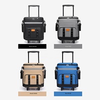Sac isotherme à roulettes portable en tissu Oxford 35L pour camping, pique-niques et activités de plein air, pliable