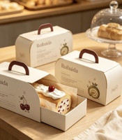 Boîte à gâteau roulé coulissante personnalisée avec poignée pour emballage à emporter de gâteaux roulés, mousses, cupcakes et desserts de boulangerie