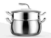 Marmite à soupe domestique en acier inoxydable 316 à double poignée, épaissie avec couvercle, trois couches, pour cuisson et ragoût, pot polyvalent