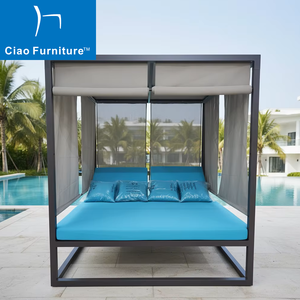 现代酒店泳池沙滩家具白色铝框户外双层窗帘 - Product Image 3