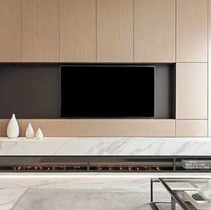 MSQ Lusso Personalizzato Design Moderno Melaminico MDF Legno Pannello Murale <span class=keywords><strong>Sospeso</strong></span> Unità Mobile Porta TV Soggiorno Appartamento - Product Image 2