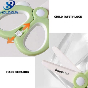 BPA-free xách tay gốm bé thực phẩm kéo với nhựa xử lý và lưỡi bảo vệ cho nhà bếp và đi cắt sử dụng - Product Image 3