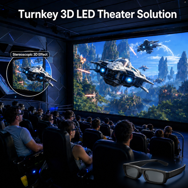 Bestar Flicker-Free Passive 3D Cinema LED Screen 8K HDR10+ IP65 Waterproof Fine Pitch Wide Viewing Angle 4D/5D XD Theater
